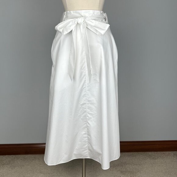 Tibi Womens Eco Poplin Back Wrap Midi Skirt White Cotton Tie Waist size 2 - Picture 5 of 14